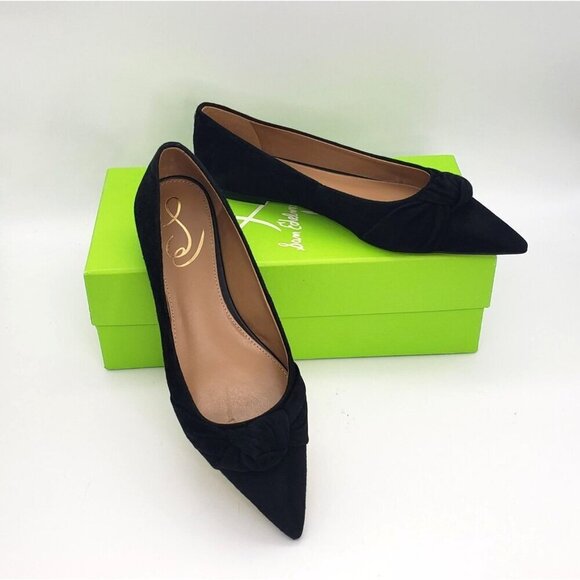 BNIB Sam Edelman Wheaton Black Suede Knot Accent Pointed Toe Flat Size 7.5 - Picture 10 of 15